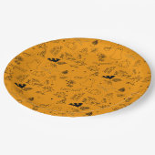 ハロウィンパターンの幽霊たち、家、クモのsqua ペーパープレート (アングル)