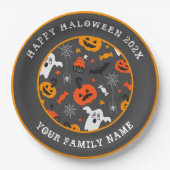 ハロウィンパターンカスタム文字 ペーパープレート (正面)