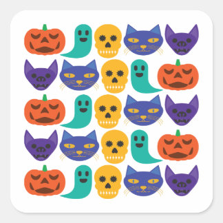 ハロウィンパターンステッカー スクエアシール