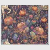 ハロウィンパターン用水色ユニコーン ラッピングペーパー (フラット)