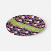 ハロウィンパターン – かわいいこうもりキャットカボチャ幽霊 ペーパープレート (アングル)