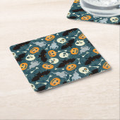 ハロウィンパターン スクエアペーパーコースター (アングル)