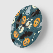 ハロウィンパターン ラウンド壁時計 (傾斜)
