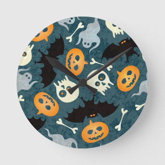 ハロウィンパターン ラウンド壁時計 (正面)