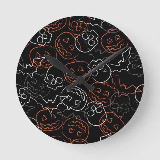 ハロウィンパターン ラウンド壁時計 (正面)