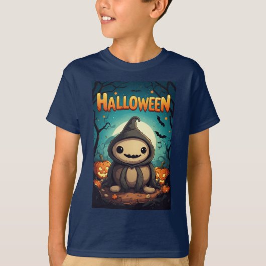 ハロウィンパッチのかぼちゃの友達 Tシャツ (正面)
