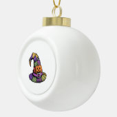 ハロウィンパッチワークの魔女不気味帽子 セラミックボールオーナメント (右)