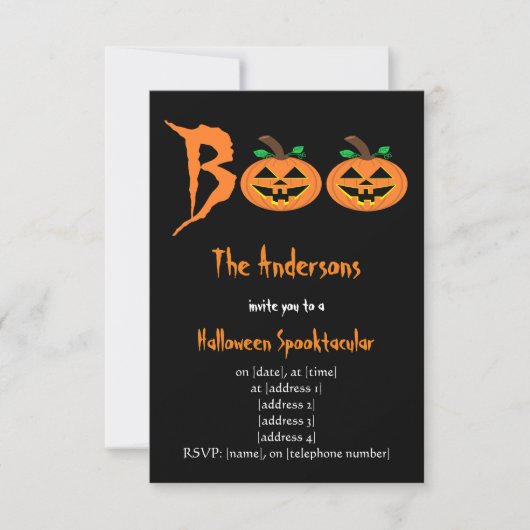 ハロウィンパンプキンの招待状 BOO! 招待状 (正面)