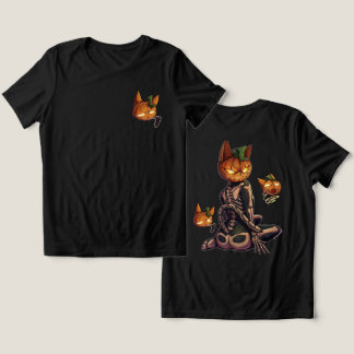 ハロウィンパンプキンスケルトン猫 スケアクロウ トライブレンドＴシャツ
