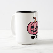 ハロウィンパンプキンパーソナライズドネーム ツートーンマグカップ (正面左)
