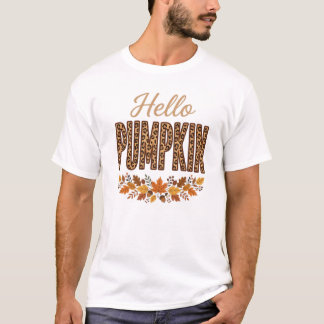 ハロウィンパンプキンTシャツ - ヒョウ柄パンプキン Tシャツ
