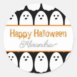 ハロウィンパーソナライズされたかわいい幽霊 ラウンドシール