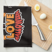 ハロウィンパーソナライズされたが大好き幽霊のよく出る キッチンタオル (四つ折り)