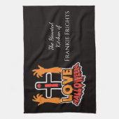 ハロウィンパーソナライズされたが大好き幽霊のよく出る キッチンタオル (縦)