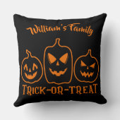 ハロウィンパーソナライズされたのトリックまたは治療 クッション (裏面)
