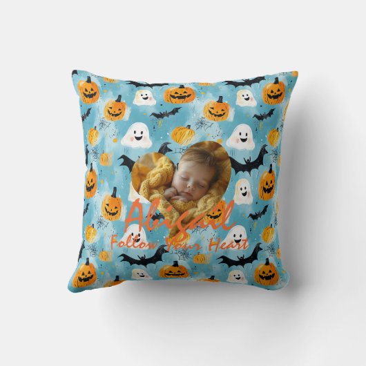 ハロウィンパーソナライズされたをテーマにしたハート枕 クッション (裏面)