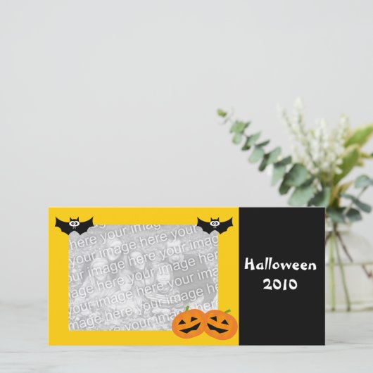 ハロウィンパーソナライズされたカボチャのフォトカード シーズンカード (スタンド正面)