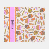 ハロウィンパーソナライズされたキャンディレトログルービーブランケット フリースブランケット (正面(横))