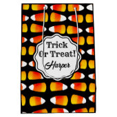 ハロウィンパーソナライズされたキャンディーコーントリックまたはトリート ミディアムペーパーバッグ (裏面)
