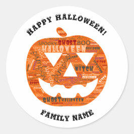ハロウィンパーソナライズされたジャック – o' – ランタンワードクラウド ラウンドシール