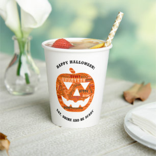 ハロウィンパーソナライズされたジャック – o' – ランタンワードクラウド 紙コップ