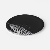 ハロウィンパーソナライズされたスケルトンリブ白黒 ペーパープレート (アングル)