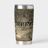 ハロウィンパーソナライズされたスケルトン、スパイダー&こうもり 保温保冷タンブラー (背面)