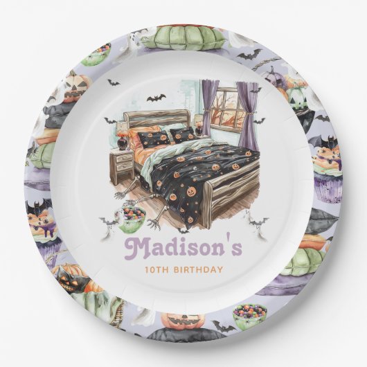 ハロウィンパーソナライズされたスリーポバー ペーパープレート (正面)
