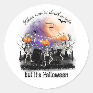 ハロウィンパーソナライズされたダンススケルトンかわいい ラウンドシール