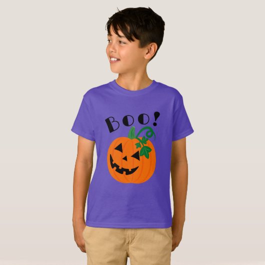 ハロウィンパーソナライズされたハロウィーンのカボチャのちょうちんブー Tシャツ (正面フル)