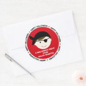 ハロウィンパーソナライズされたパイレートボーイメッセージカード ラウンドシール (封筒)
