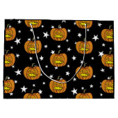 ハロウィンパーソナライズされたパンプキン ラージペーパーバッグ (裏面)