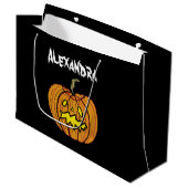 ハロウィンパーソナライズされたパンプキン ラージペーパーバッグ (正面アングル)