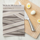 ハロウィンパーソナライズされたファミリー名ミラストライプミー キッチンタオル (四つ折り)