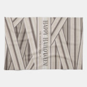 ハロウィンパーソナライズされたファミリー名ミラストライプミー キッチンタオル (横)