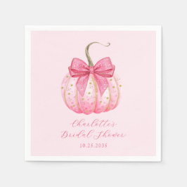 ハロウィンパーソナライズされたブライダルシャワーピンクパンプキン スタンダードカクテルナプキン