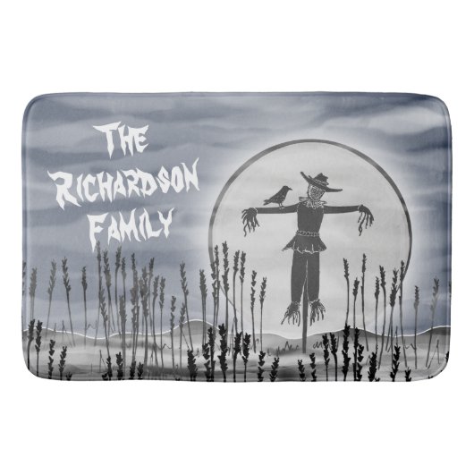 ハロウィンパーソナライズされたホラー不気味かかし バスマット (正面)