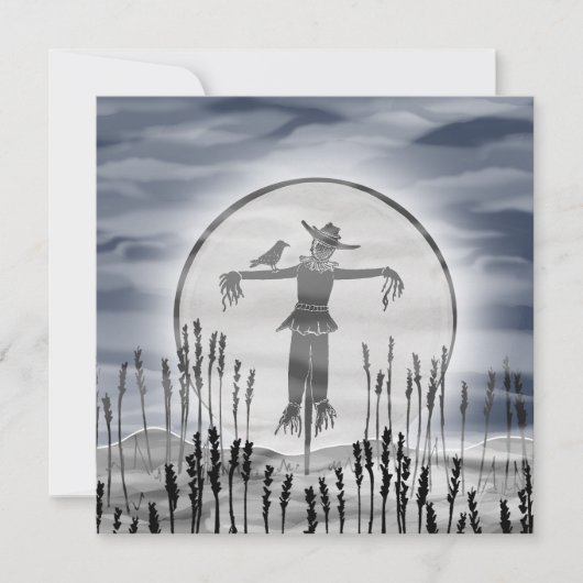 ハロウィンパーソナライズされたホラー不気味かかし 招待状 (正面)