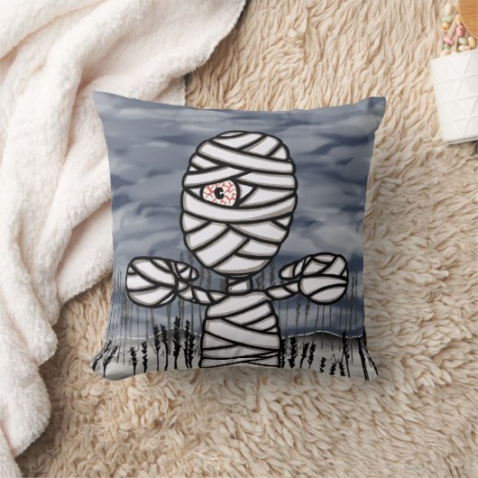 ハロウィンパーソナライズされたミイラ投げクッション クッション (ブランケット)