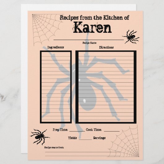 ハロウィンパーソナライズされたレシピページ (正面/裏面)