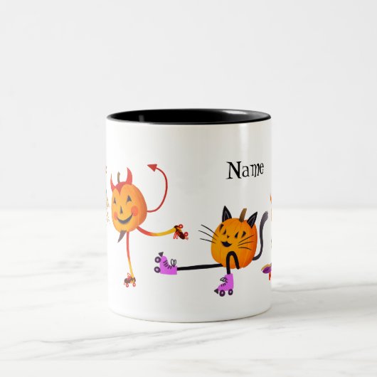 ハロウィンパーソナライズされたローラースケートカボチャ ツートーンマグカップ (中央)