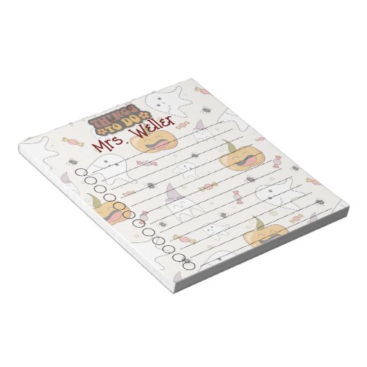 ハロウィンパーソナライズされたーをテーマにしたカボチャ、幽霊 ノートパッド (アングル)