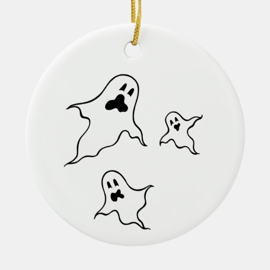 ハロウィンパーソナライズされた不気味幽霊たちツリーオーナメント セラミックオーナメント (正面)