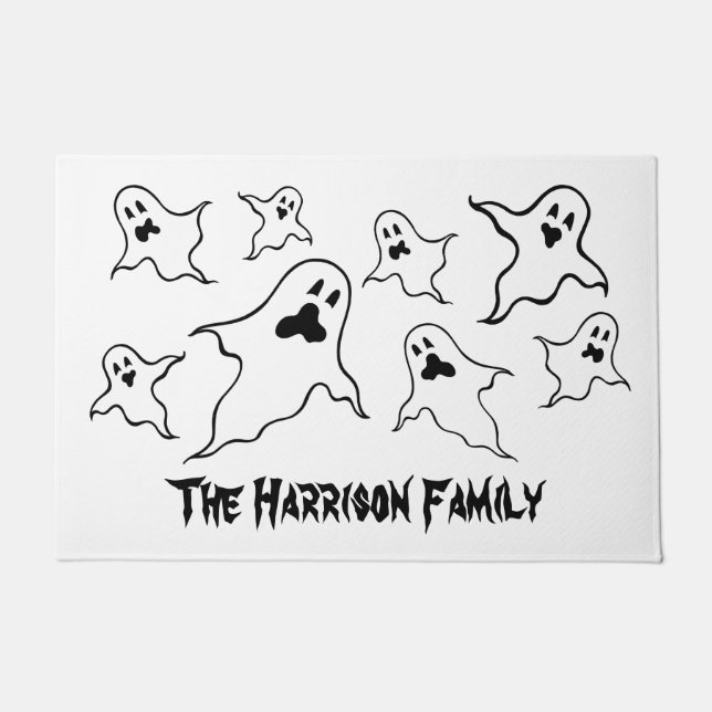 ハロウィンパーソナライズされた不気味幽霊たち形式 ドアマット (正面)