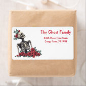 ハロウィンパーソナライズされた幽霊スカルフローラ ラベル (インサイチュ)