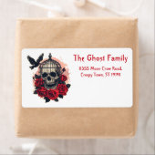 ハロウィンパーソナライズされた幽霊スカルフローラ ラベル (インサイチュ)