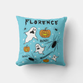 ハロウィンパーソナライズされた幽霊、カボチャ、スパイダー クッション (正面)