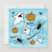 ハロウィンパーソナライズされた幽霊、カボチャ、スパイダー 招待状 (正面)