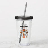 ハロウィンパーソナライズされた幽霊、書籍とこうもり アクリルタンブラー (裏面)