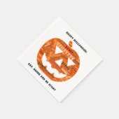 ハロウィンパーソナライズされた彫りカボチャのワードクラウド スタンダードカクテルナプキン (角)